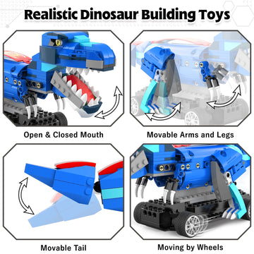 Yerloa Dinosaur Toys For Boys Age 8-12 5-7 6-7, Jurassic Building Kits For Kids 6 7 8 9 10 11 12 + Year Old, 343 Pcs Remote Control Stem Projects Building Blocks Sets Educational Birthday Easter Gifts