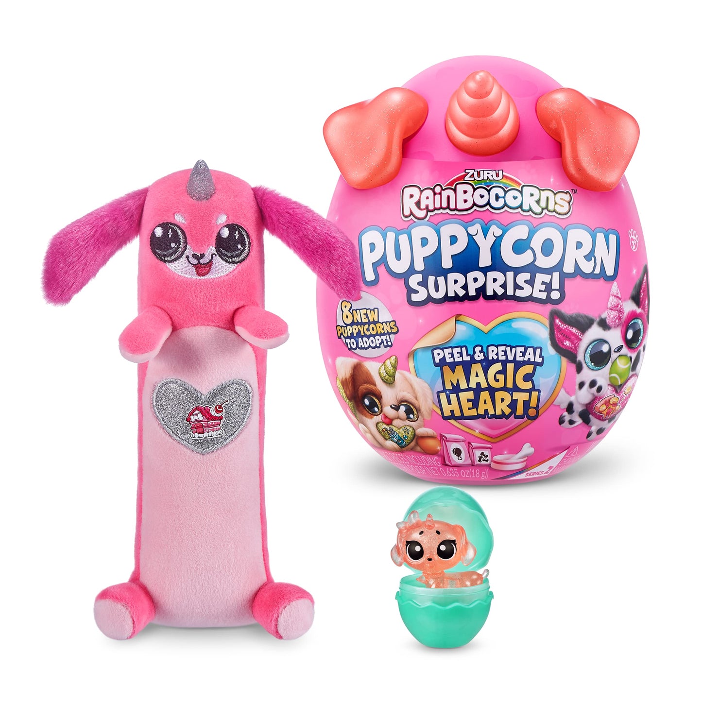 Rainbocorns Puppycorn Surprise Series 2 (Sausage Dog) by ZURU, Collectible Plush Stuffed Animal, Surprise Egg, Scratch n Sniff S