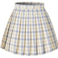 Womens Short Pleated Plaid Costumes Skirt(Beige Dark Brown Mixed Blue,2Xl)