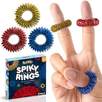 Bunmo Easter Basket Stuffers For Adults - Spiky Sensory Fidget Rings For Adults & Teens - 3-Pack Fidgets In Vibrant Colors - Eas