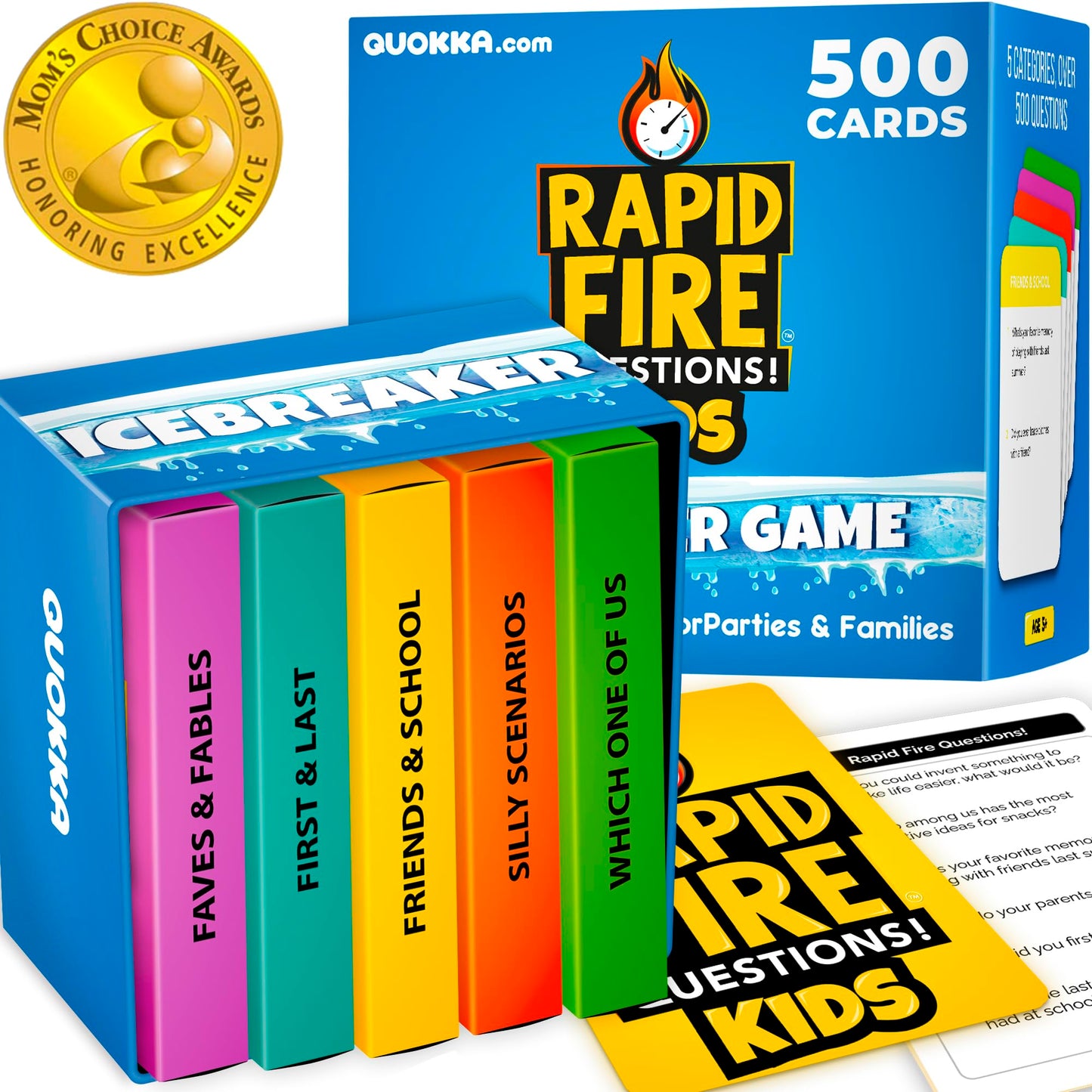 QUOKKA Kids Conversation Cards Game - Break The Ice Game for Kids and Families - Icebreaker Cards with 500+ Questions - Family Game for Kids 8-12 - Perfect for Family Game Night I enhanced Version