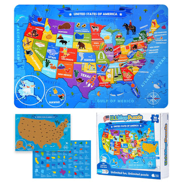 Taozi&Lizhi United States Kids Puzzles, 70 Piece Usa Map Puzzle 50 States With Capitals, Children Jigsaw Geography Puzzles Learn