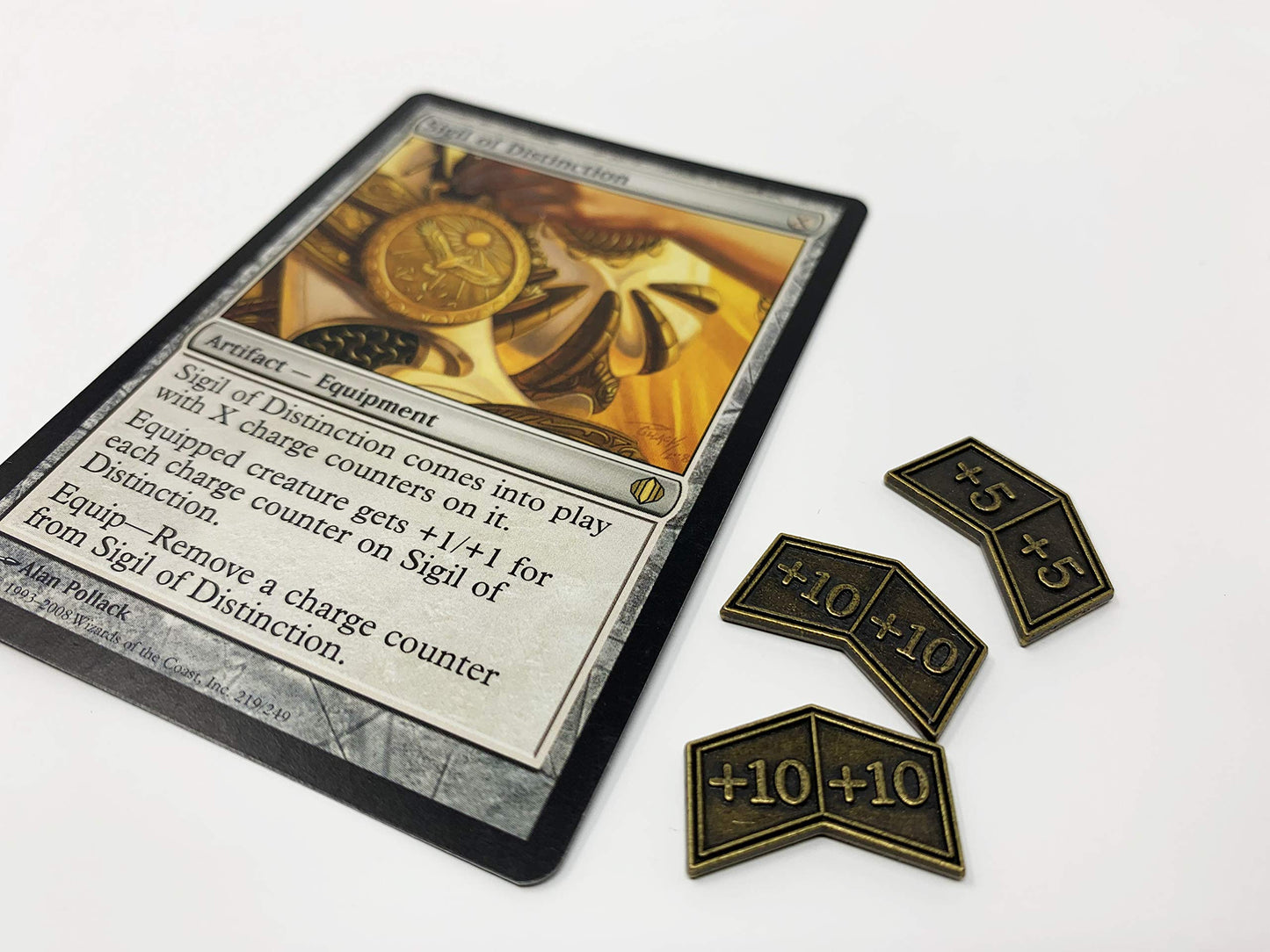 Citadel Black Mtg Buff Counters Expansion Set Of 30 Metal Tokens - With Velvet Drawstring Pouch, Antique Gold & Copper Finish Metal Tokens, Magic: The Gathering