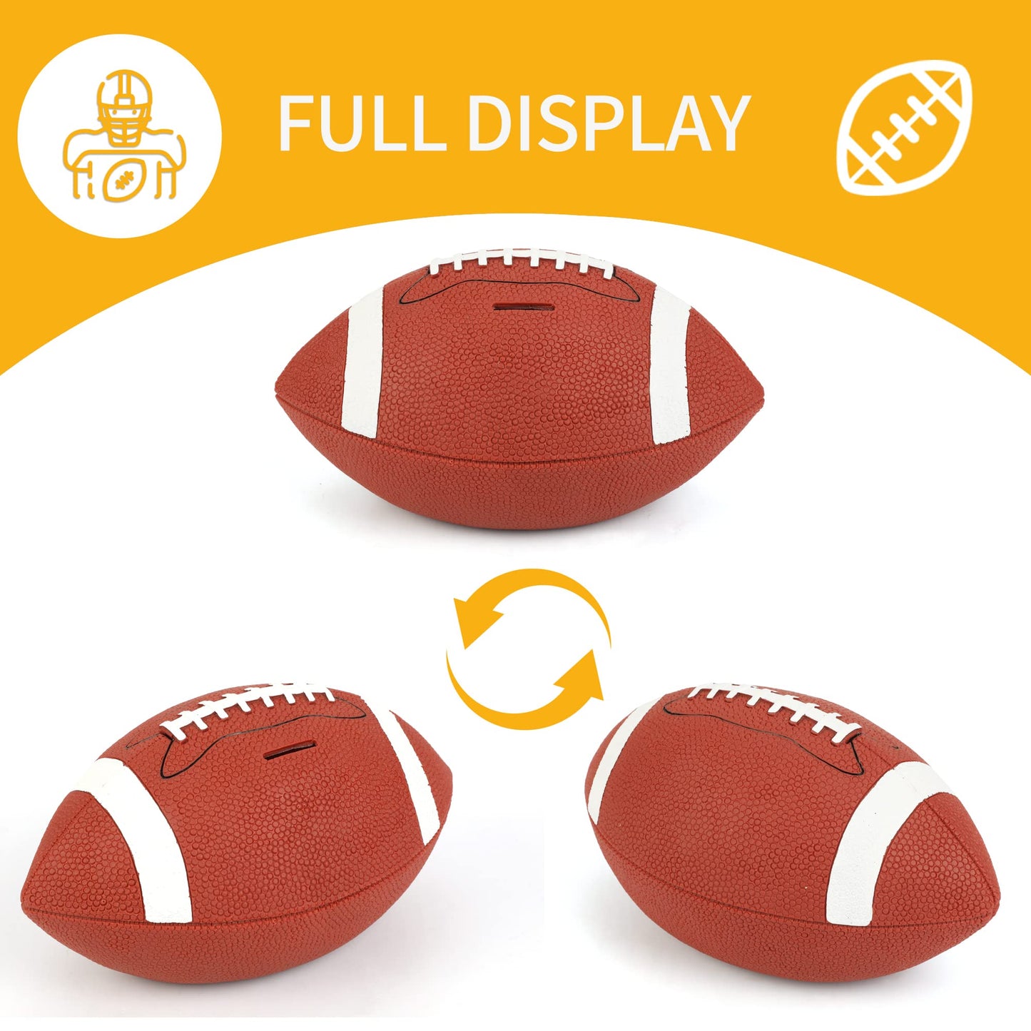 H&W Football Piggy Bank For Boys, Shatterproof Rugby Sports Themed Coin Bank, Large Size, Super Bowl Gift For Kids