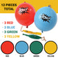 U.S. Toy Lot Of 12 Assorted Color Comic Book Super Hero Design Punch Balloons,blue, red, yellow, green