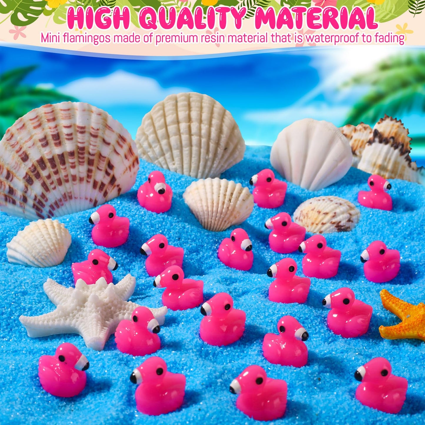 100pcs Mini Resin Flamingos Ducks - Cute Tiny Pink Flamingos Ducks to Decorate for Garden Lawn, Cake, Yard, Fairy Garden, Dollho