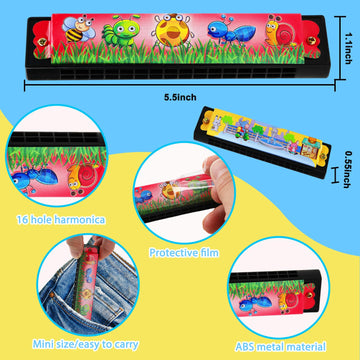 UPINS Harmonica,16 Holes Cartoon Musical Instrument,Beginners Harmonica for Musical Party for Music Class(12 Styles)