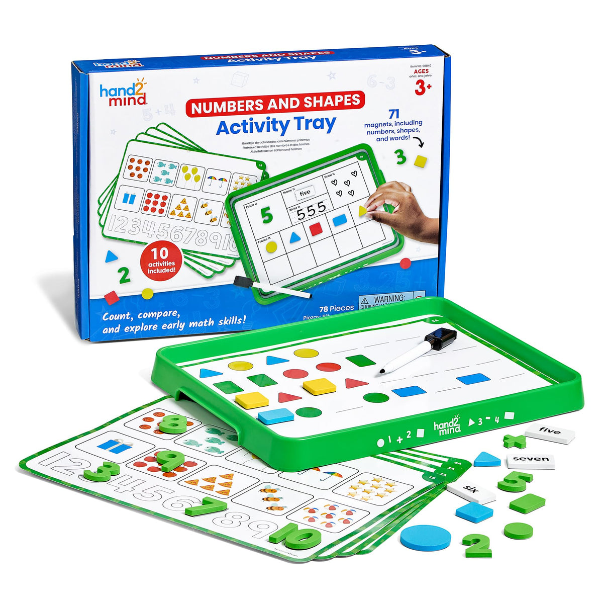 hand2mind Numbers and Shapes Activity Tray, Includes 10 Activities, Ages 3+