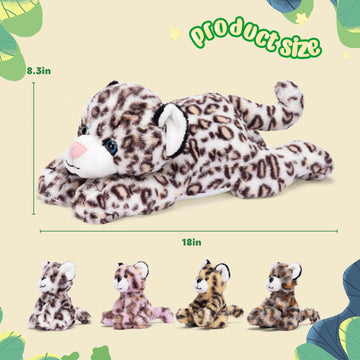 Ikasa Mommy Leopard Stuffed Animal Mom And Baby Cheetah Plush Toy, Cute 18'' Soft Small Mama Family Set Toys With Little Mini Ba