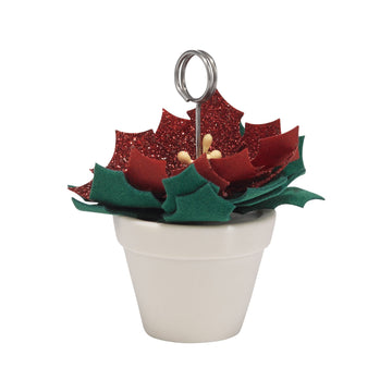 Department 56 Snowbabies Classics Poinsettia Pot Place Card Holder Figurine, 3 Inch