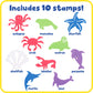 READY 2 LEARN Giant Stampers - Sea Creatures - Set of 10 - Easy to Hold Foam Stamps for Kids - Arts and Crafts Stamps for Displa