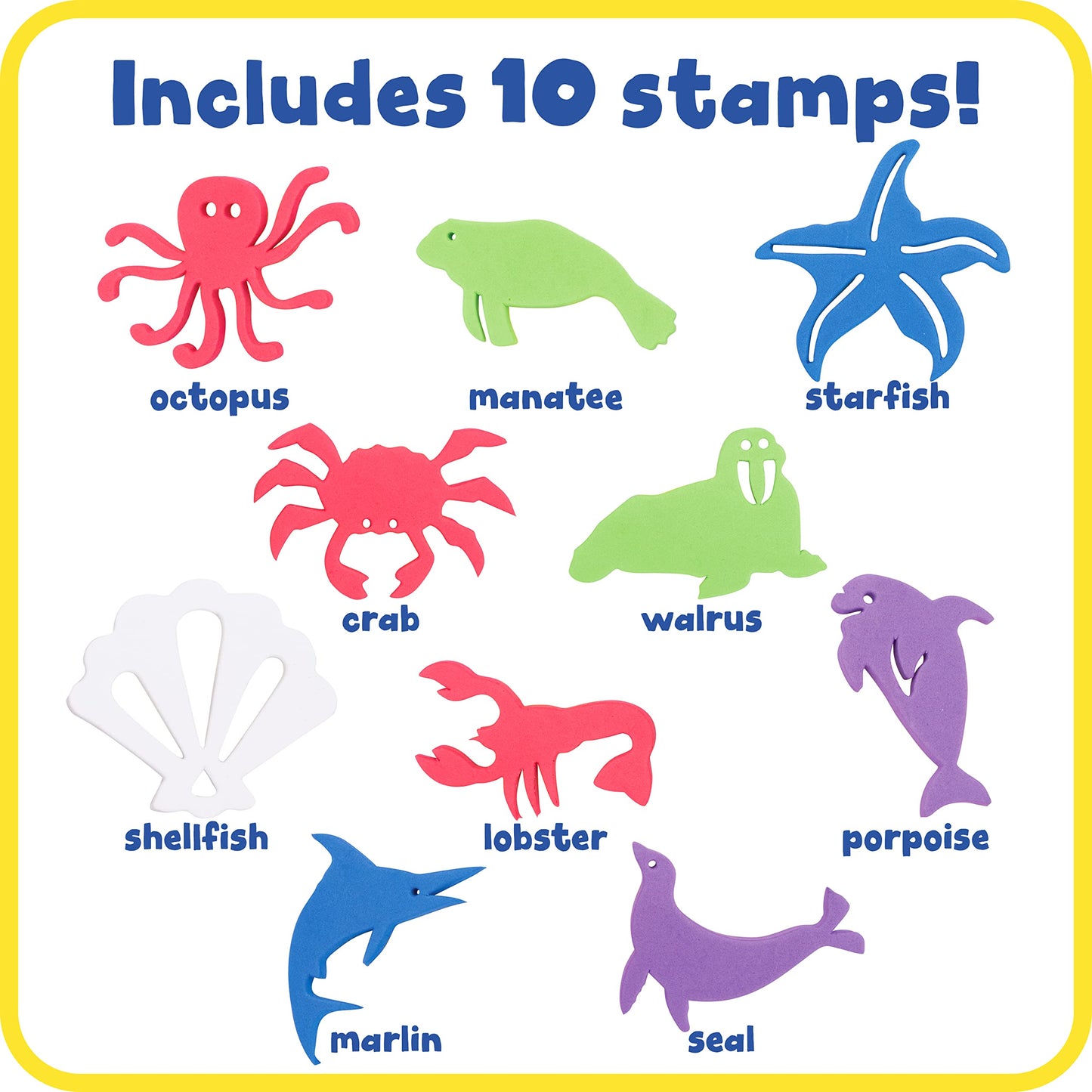 READY 2 LEARN Giant Stampers - Sea Creatures - Set of 10 - Easy to Hold Foam Stamps for Kids - Arts and Crafts Stamps for Displa