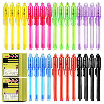 28 Pcs Invisible Ink Pens With Uv Light For Kids, Word Search & Maze Activities Cards Included, Education & Party Favors, End Of