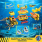 HOGOKIDS 3 Styles City Submarine Building Set with LED Light  Ocean Exploration Yellow Boat Sub Toy with 2 Sharks  Whale Skeleton and Ray Drone  Christmas Birthday Gift for Kids Boys Girls 8-14+