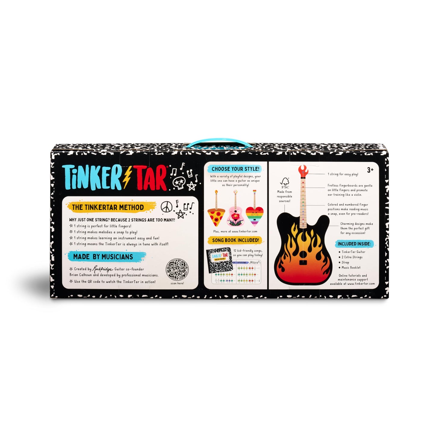 Tinkertar - Flame Electric Guitar - The Easiest Way To Start And Learn Guitar - 1 Stringed Toy Instrument For Kids Perfect Intro