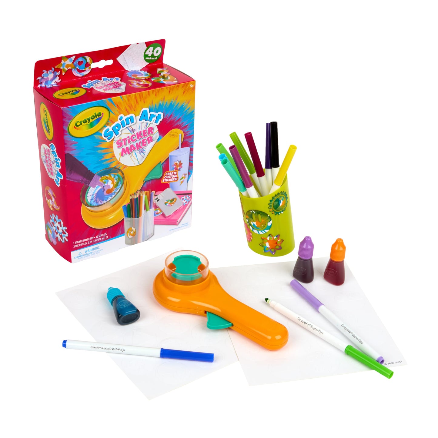 Crayola Spin Art Sticker Maker Machine, Create 42 Custom Stickers, Spiral Art Set for Kids, Arts & Crafts Kit, Toys & Gifts, Age