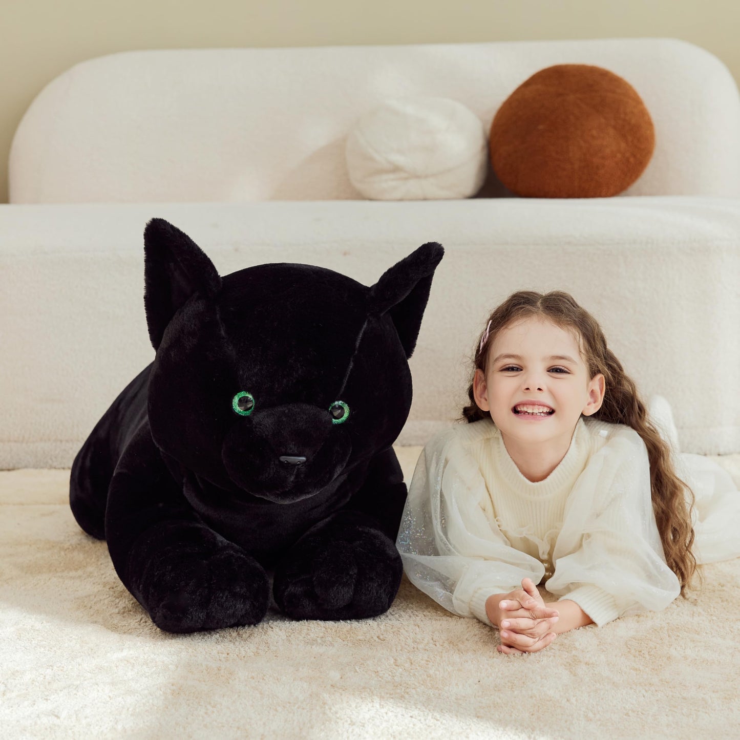 IKASA Giant Black Cat Plush Toy, 30" Soft Jumbo Stuffed Animal, Model 6636798, Perfect Gift for Kids