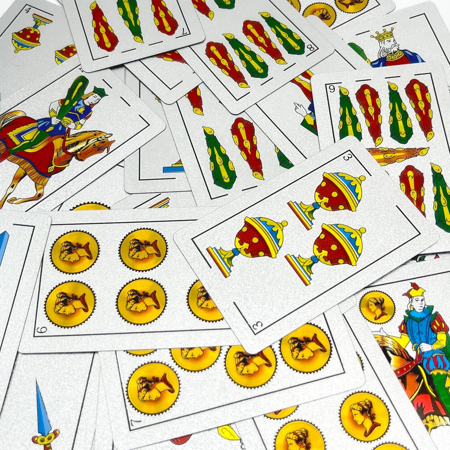 Spanish Playing Cards - Original Deck for Briscas, Puerto Rico, and Mexican Card Games (Gold-Silver-Black)