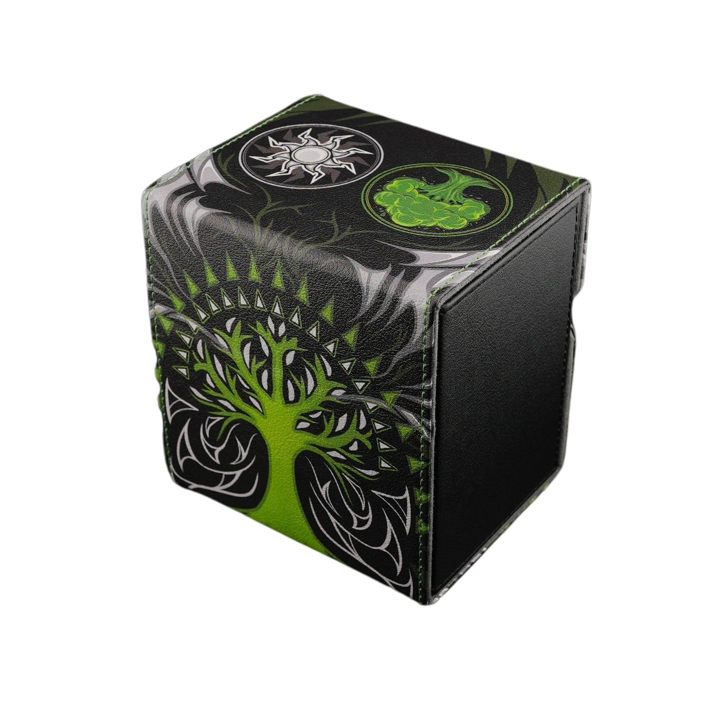 Ai protective covering MTG Commander 100+ Card Custom Art Deck Box With Storage (Green/White)