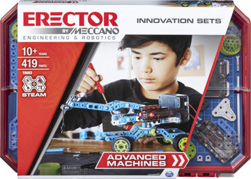Meccano Erector, Advanced Machines Innovation Set, S.T.E.A.M. Building Kit With Real Motor