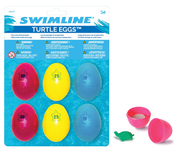 Swimline Dive Turtle Eggs Toys 6-Pack Weighted Catch And Retrieval Game Crack Open For Gift For Swimming Pool & Bath Tub For Kids Multi Color Rings Underwater Dive Practice Education Learn