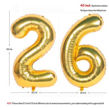 40 Inch Gold Number Balloons Helium Foil Mylar Balloon Birthday Party Banquet Decoration 26