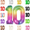 KatchOn, Giant Rainbow 10 Balloon Number - 40 Inch | 10th Birthday Decorations | Rainbow 10th Birthday Balloons for 10 Birthday 