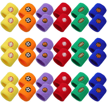 36 Pieces Sports Party Favors Sports Wristbands Kids Sports Themed Birthday Party Supplies Wrist Sweat Bands Colored Wristbands 