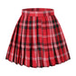 Beautifulfashionlife Womens Cosplay Costumes high waisted Plaid Pleated Skirts (2XL,Red black white)