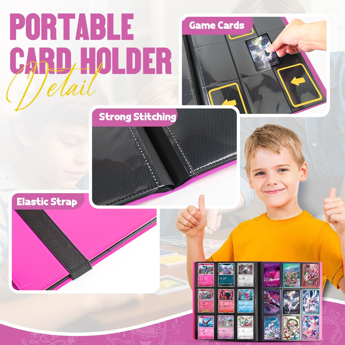 Card Binder 9-Pockets Trading Card Binder 20 Pages  360 Card Capacity Collection Binder  Card Folder for MTG  TCG  Game Cards & Sports Cards (Rose Red)