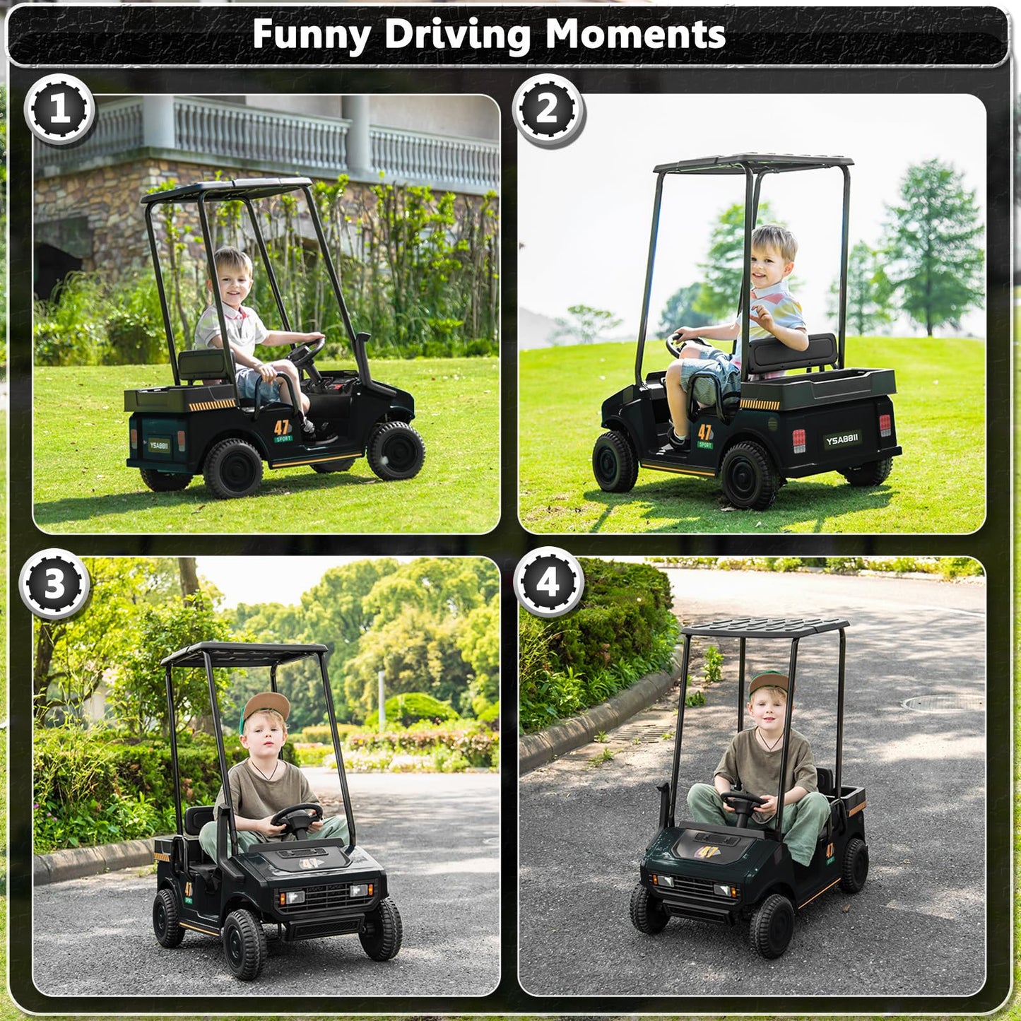 Karbost 12V 7Ah Golf Cart For Kids Boys Girls, Battery Powered Ride On Toys With Parent Remote Control, 2 Seater Ride On Golf Ca