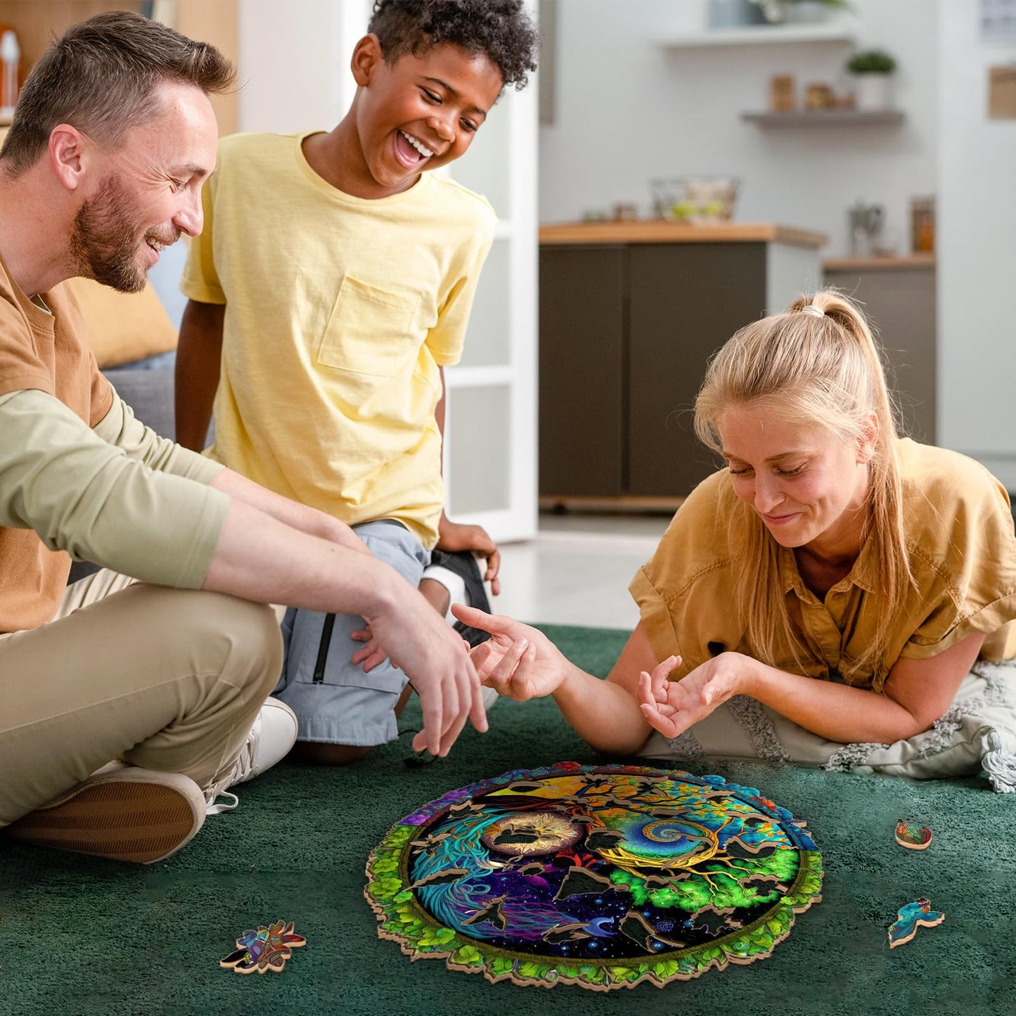 Aeekdook Wooden Puzzles for mature-themeds  Tree of Life Wooden Jigsaw Puzzles for mature-themeds  Wood Puzzles mature-themed  Unique Animal Shape Wood Cut Puzzles  Birthday Gifts for Family Friend (S-7.9 * 7.9in-100 pcs)