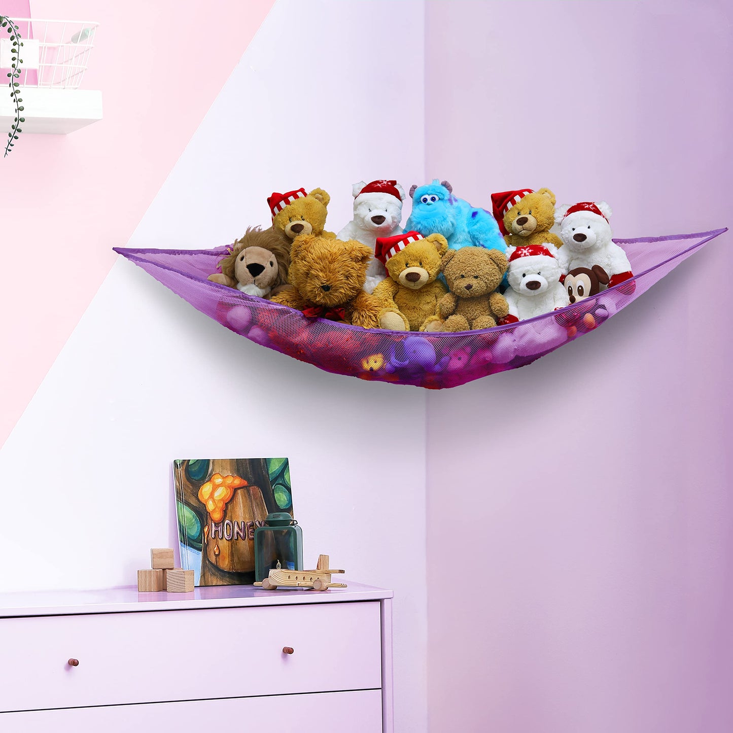Simple Houseware 2 Pk - Stuffed Animals Jumbo Toy Storage Hammock, Purple
