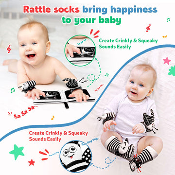 Baby Rattles Toys For 0-12 Month: Infant Toys 0-6 Months Baby Socks And Wrist Rattle Newborn Toys Baby Gifts For Boys And Girls
