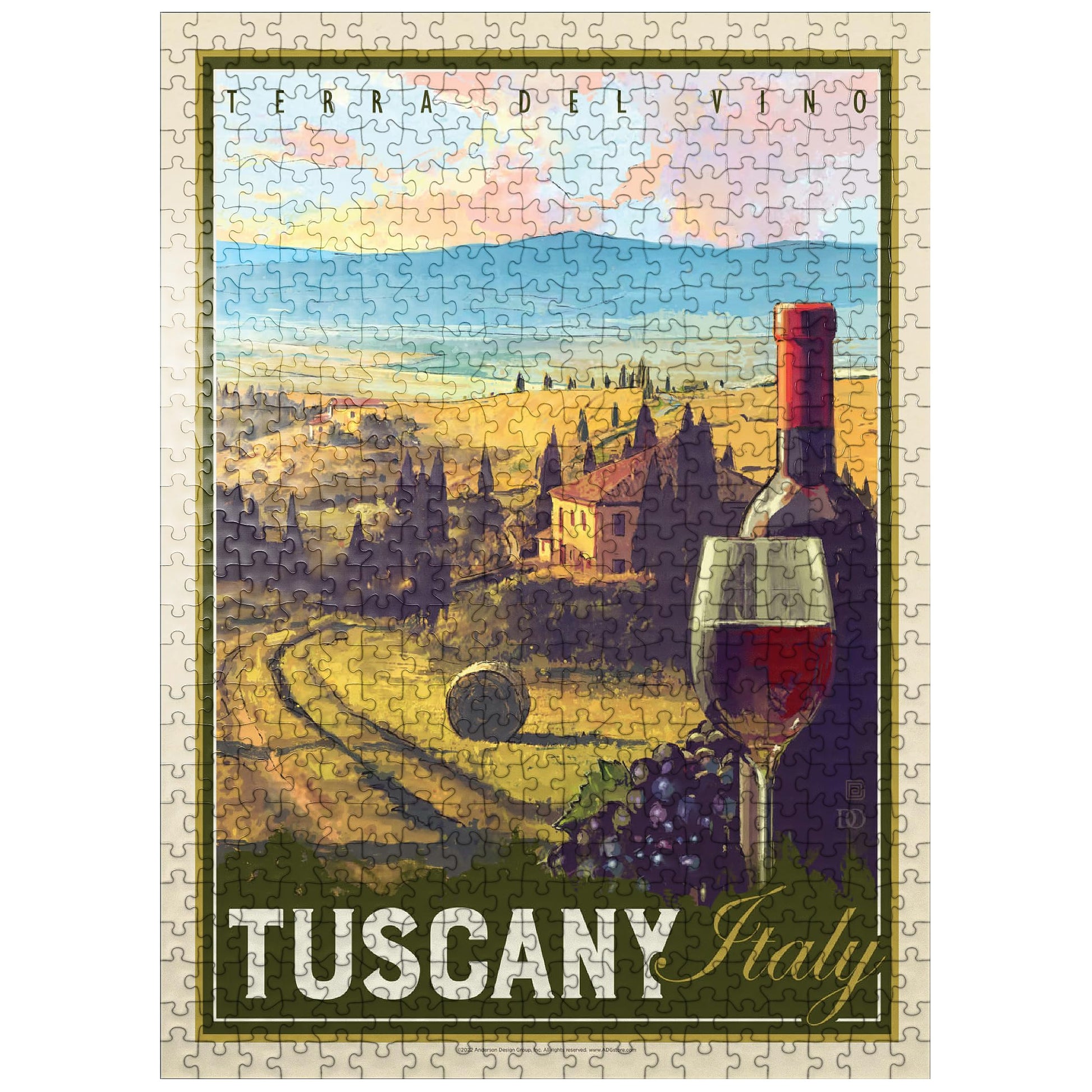 MyPuzzle Italy  Tuscany: Terra Del Vino  Vintage Poster - enhanced 500 Piece Jigsaw Puzzle for mature-themeds