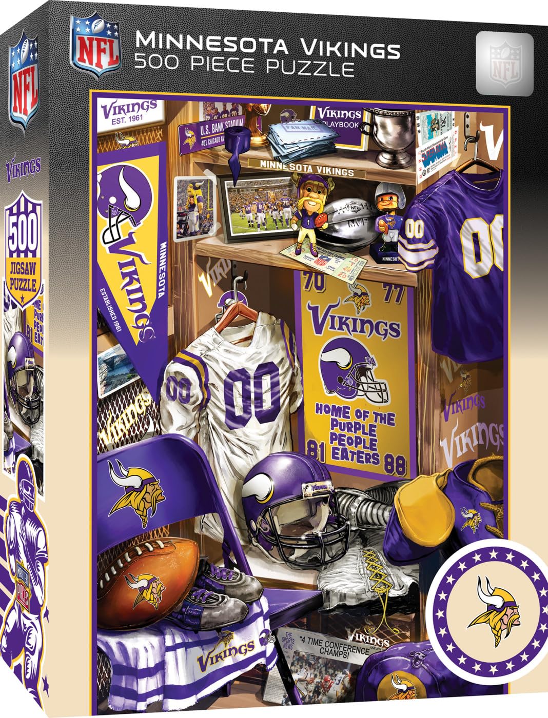 MasterPieces Game Day 500 Piece Jigsaw Puzzle for Adults - NFL Minnesota Vikings Locker Room - 15x21