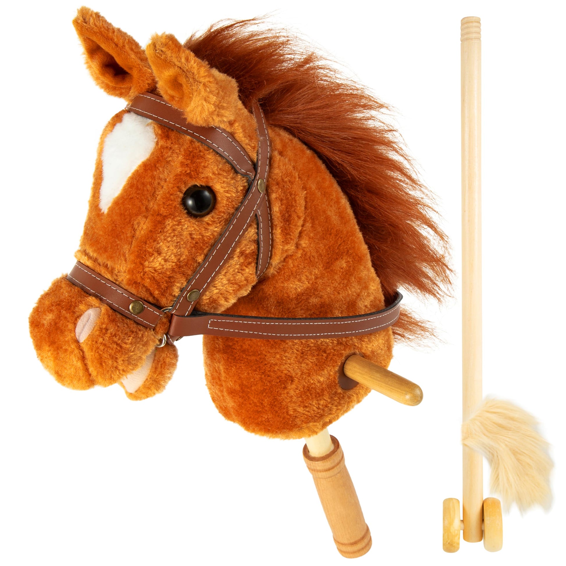 Morytale Stick Hobby Horse Riding Toy, Plush Stick Horse For Toddlers Ages 3+, Horses Ride On Toy Fun Pretend Play With Wooden W