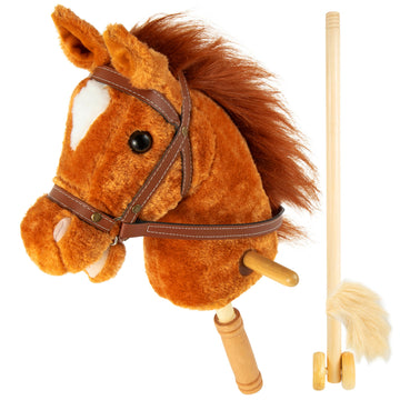 Morytale Stick Hobby Horse Riding Toy, Plush Stick Horse For Toddlers Ages 3+, Horses Ride On Toy Fun Pretend Play With Wooden W