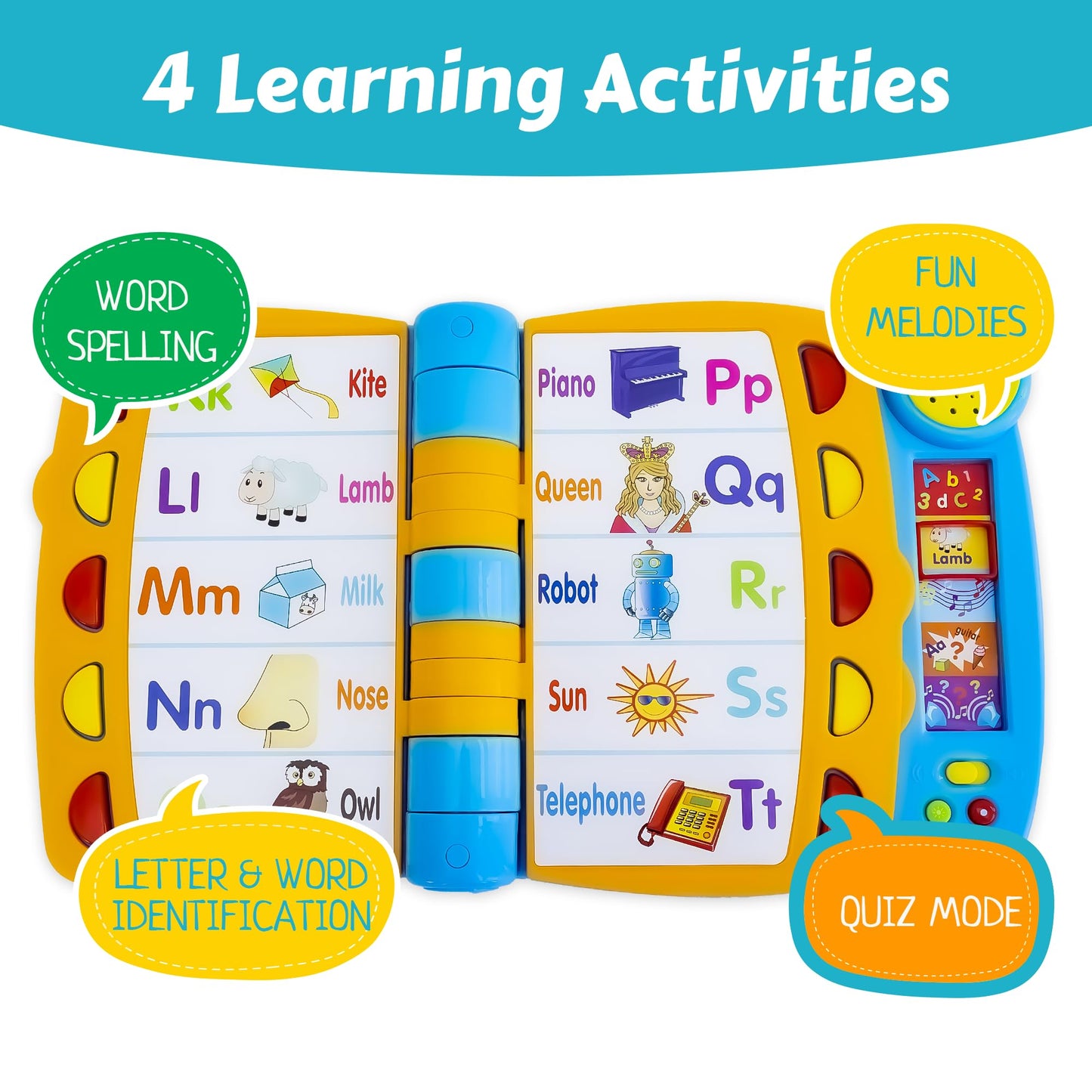 Boxiki Kids Talking Activity Book - Interactive Sound Book with 5 Learning Activities for Ages 2+ - Blue, Plastic, Model 1