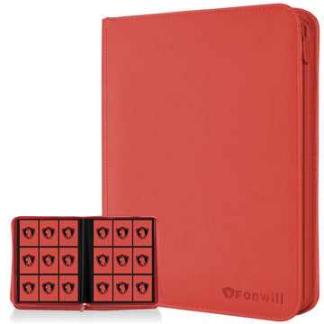 Card Binder 360 Pockets Trading Card Holder Book  enhanced PU Cover Zip Folder Binder  Side Loading Carrying Case Binder Album for TCG  MTG Sports Cards  Game Cards (Red)