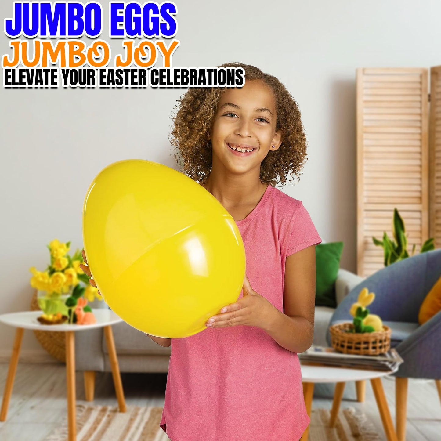 Fun Express Fillable Yellow Plastic Easter Eggs - 14", 6 Pieces, Fun for Easter Celebrations