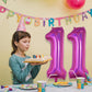 Giant Number 11 Balloon, 40'' Laser Hot Pink Foil Balloon For 11 Year Old Birthday Decor, Mylar Helium Self Inflating Bright Pin