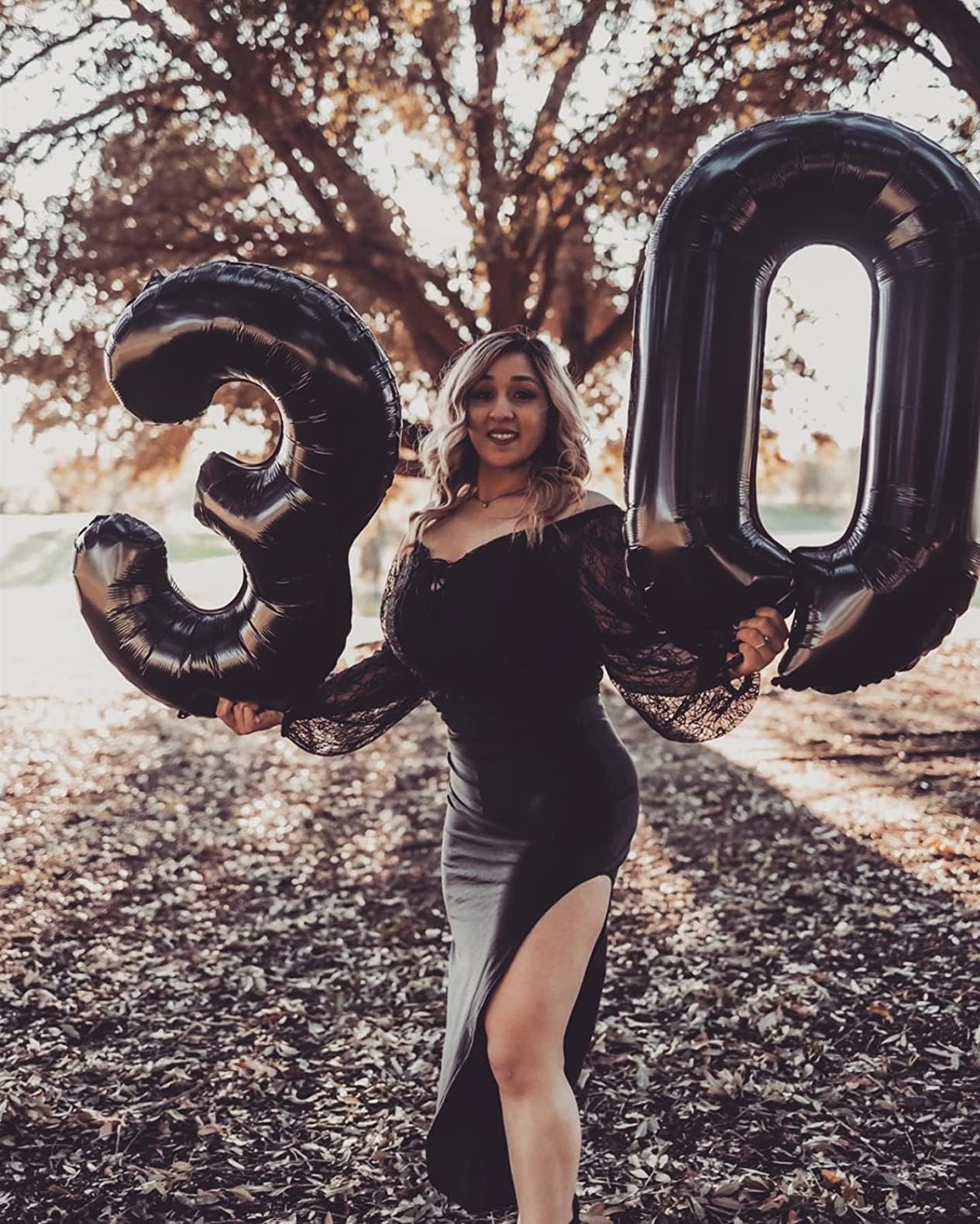 Black Number 26 Balloon 40 Inch Big 62 Giant Jumbo Digit Mylar Foil Helium Balloons For Birthday Party Celebration Graduations P