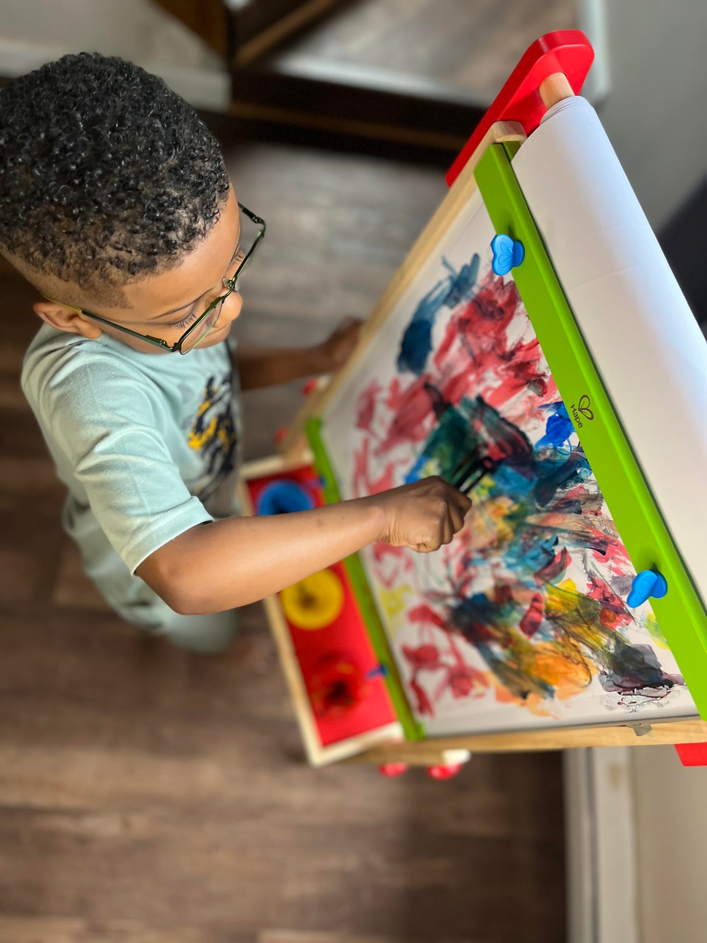 Hape Magnetic All-in-1 Kids Easel - Height Adjustable, Wooden, Cream, 18.9x15.9x41.8 inch, Model E1010B, Includes 3