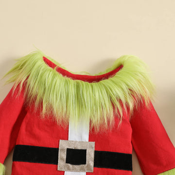 Toddler Kids Christmas Outfit Infant Baby Boy Girl Green Monster Costume Santa Elf Matching Cosplay Clothes Pant Set (Green&Red,