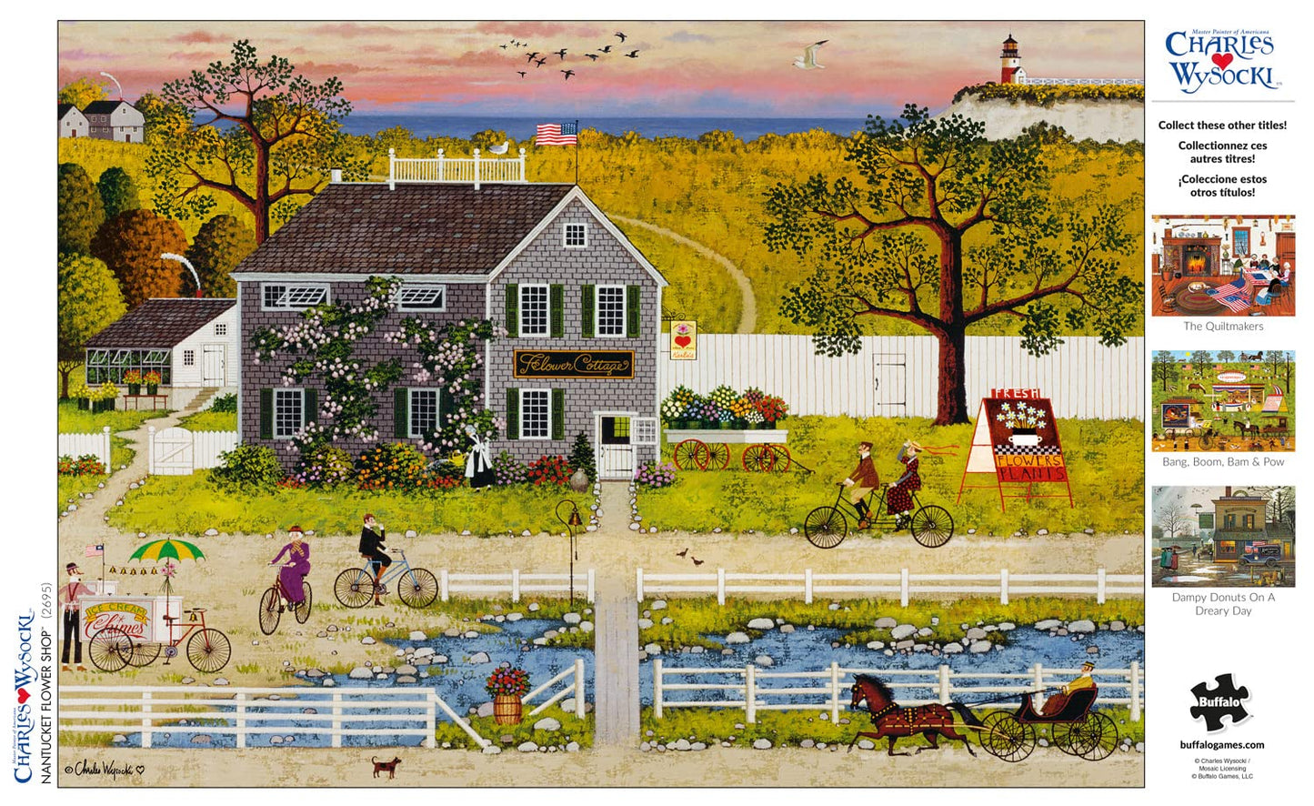 Buffalo Games - Charles Wysocki - Nantucket Flower Shop - 300 Piece Jigsaw Puzzle For Adults -Challenging Puzzle Perfect For Gam