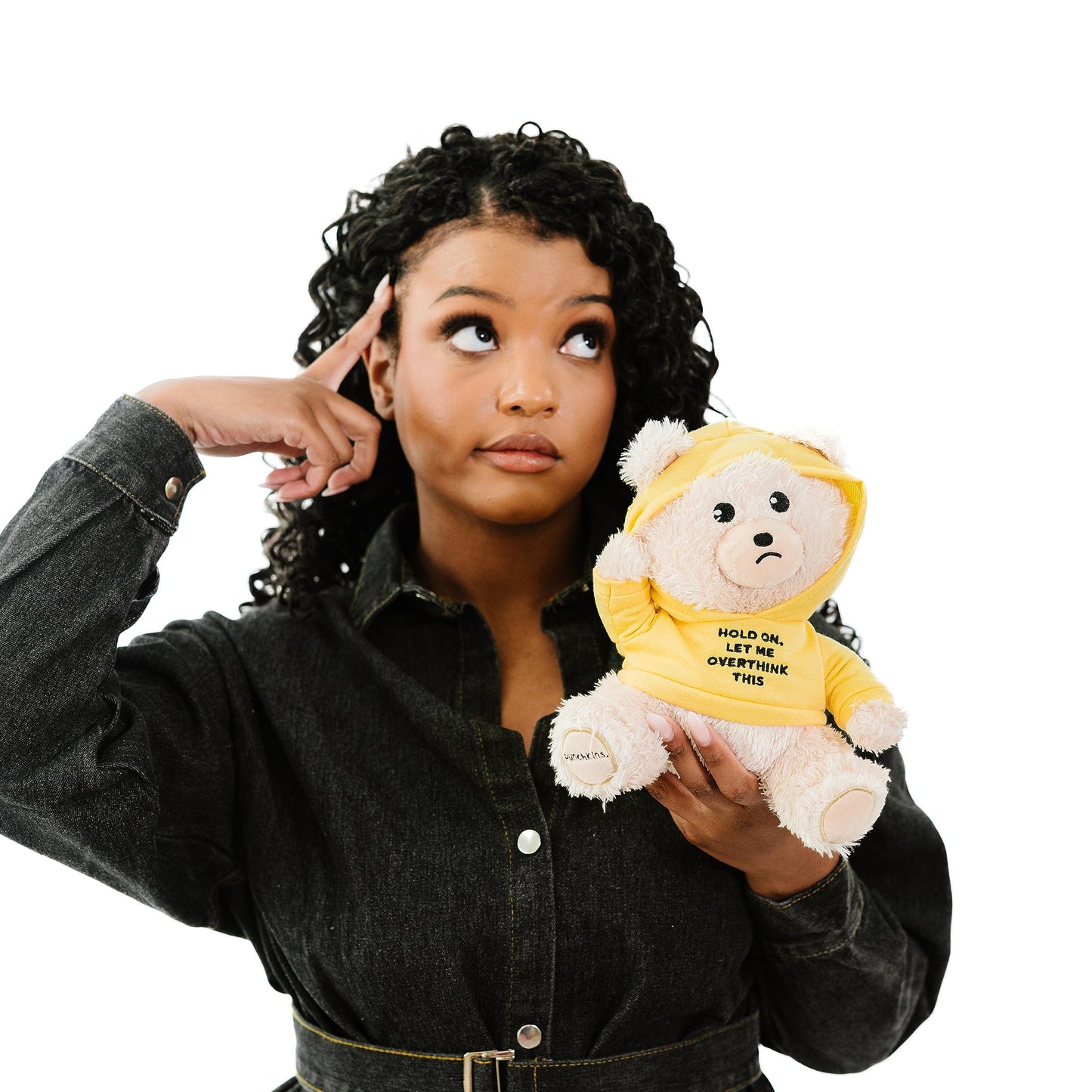 Punchkins Teddy Bear Plushie - Hold On, Let Me Overthink This Sassy Stuffed Bear, Gift for Overthinkers, Teddy Bear Toy for Gift