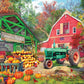 White Mountain - Farmers Market, 500 Piece Jigsaw Puzzle, Farm Puzzle, Big Red Barn, Pumpkins