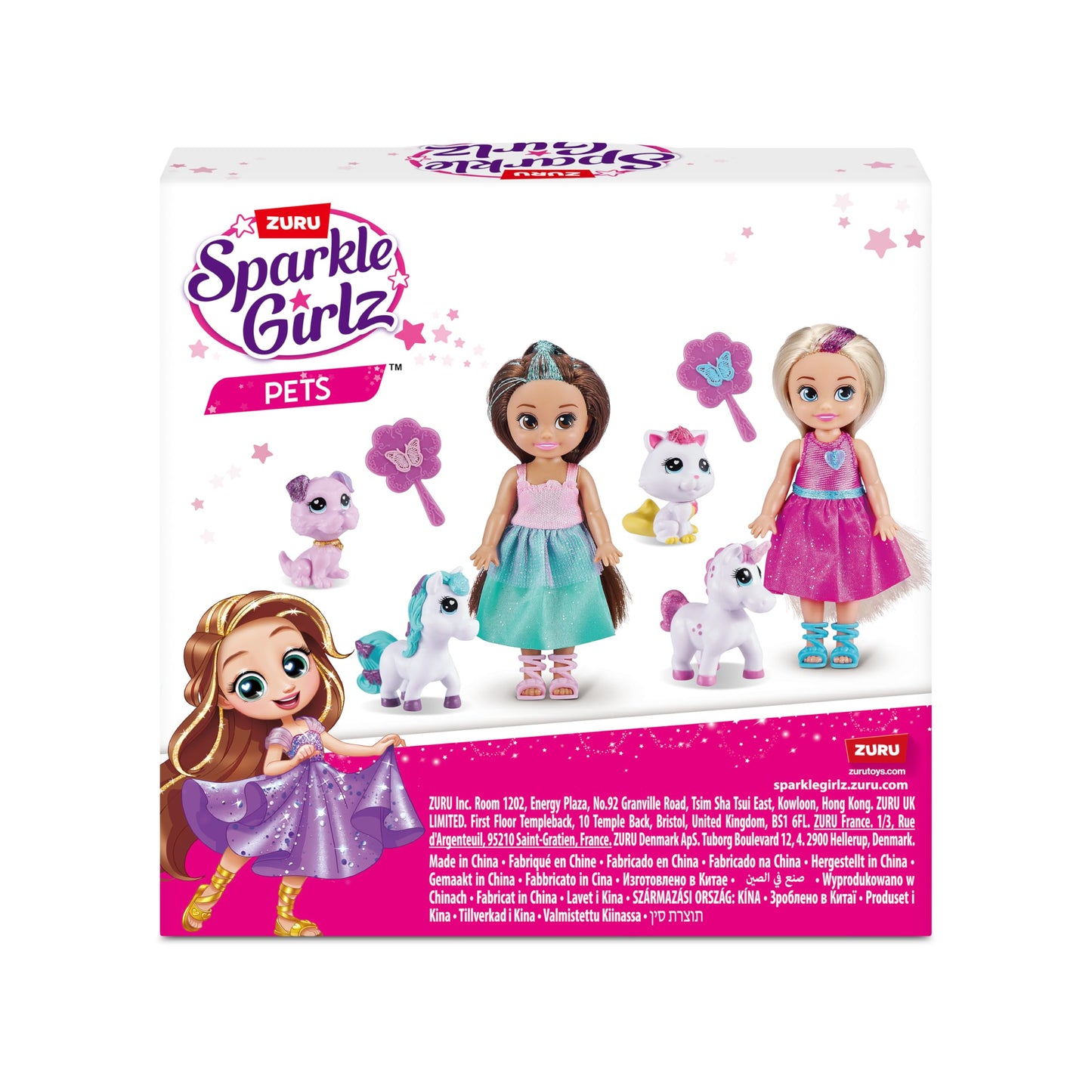 Sparkle Girlz Princess Doll And Pet Set (Pink & Cat Set) By Zuru 2 Pets, Hair Styling For Kids, Dog, Cat, Unicorn, Nurture Toys