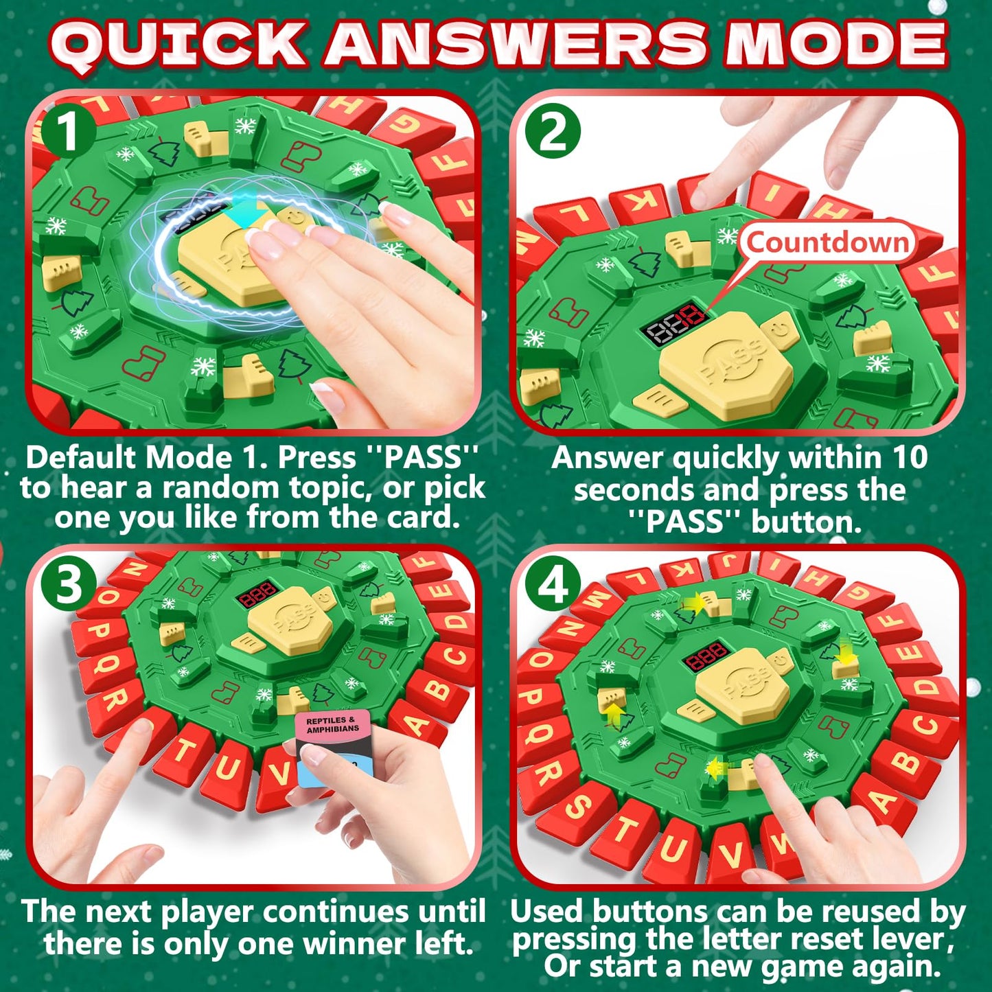 Resflycheng Word Game Family Board Game with Digital Display Timer, 2 Modes, 35 Cards, Fun Fast-Paced 24-Letter Game for Kids &